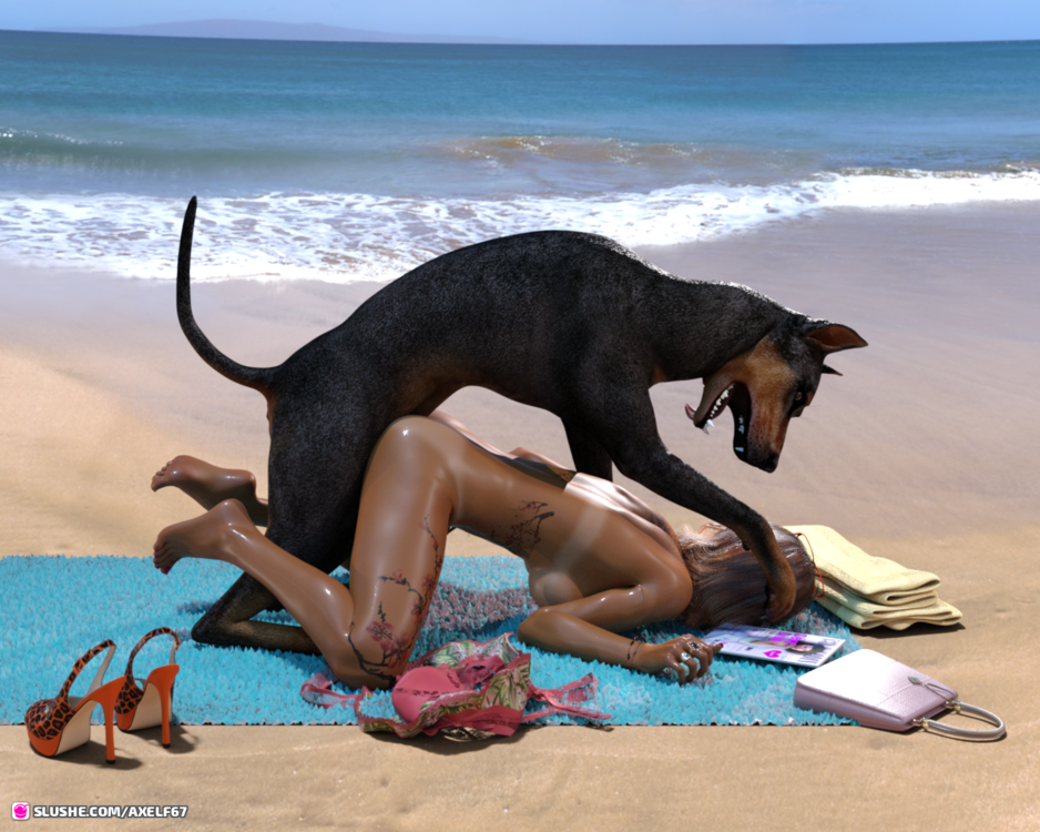 Hitomi Sunbath with Dog 005c